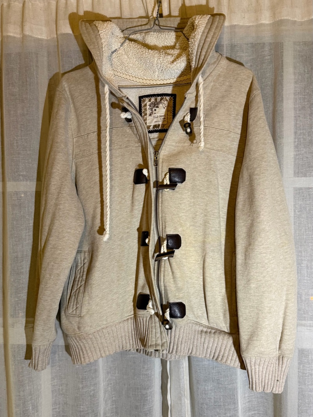 Old Navy Cream Sherpa-Lined Zip Hoodie